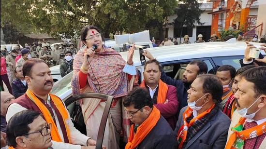 West Bengal BJP MP Locket Chatterjee campaigning in US Nagar district of Kumaon. (Photo: Sourced)