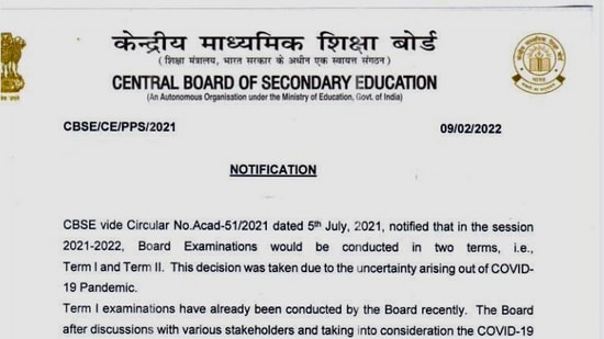 In a notification issued on Wednesday, the board said that the date sheet for CBSE Class 10 and Class 12 term 2 examinations will be released soon on the official website of board at cbse.nic.in.(cbse.nic.in)