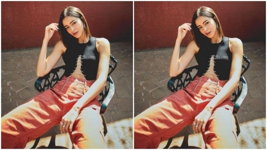 In shoes from Sketchers and silver earrings, Ananya accessorised her chick look to perfection.(Instagram/@ananyapanday)