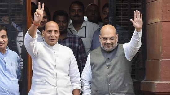 Union Home Minister Amit Shah and Defence Minister Rajnath Singh will visit Goa and hold a series of public rallies and door-to-door meetings across various constituencies in North and South Goa.(PTI photo)