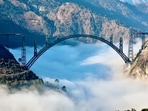 The image shows Jammu and Kashmir’s Chenab Bridge. The image shows Jammu and Kashmir’s Chenab Bridge.