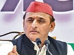 Samajwadi Party president Akhilesh Yadav addresses a press conference ahead of the Uttar Pradesh Assembly elections, in Ghaziabad. (PTI Photo/Atul Yadav)