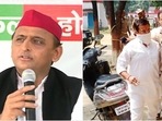 Samajwadi Party chief Akhilesh Yadav (on left), Union minister Ajay Mishra Teni's son Ashish Mishra (on right).