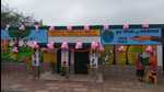 A Pink polling booth in Agra. Lucknow’s District Election Office has also ordered the construction of 46 polling booths for women only, seven booths for differently-abled and one green booth. (HT FILE PHOTO)