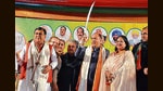 Himachal Pradesh chief minister Jai Ram Thakur during an election rally for BJP’s Dera Bassi candidate Sanjeev Khanna ahead of the Punjab polls. (Sant Arora/HT)