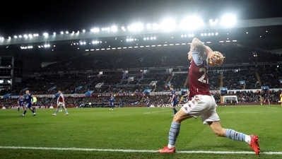 Aston Villa's Lucas Digne takes a throw in&nbsp; (Action Images via Reuters)
