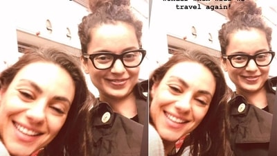 When Kangana Ranaut met Mila Kunis on a flight.&nbsp;