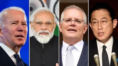 From left: US President Joe Biden, Prime Minister Narendra Modi, Australian PM Scott Morrison and Japanese PM Fumio Kishida. From left: US President Joe Biden, Prime Minister Narendra Modi, Australian PM Scott Morrison and Japanese PM Fumio Kishida.