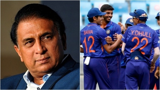 Sunil Gavaskar (L); India U19 team during the 2022 World Cup. (Getty/PTI)