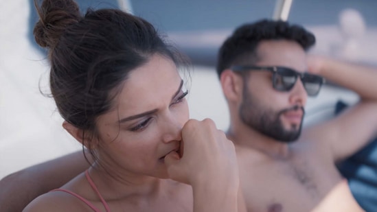 Gehraiyaan movie review: Deepika Padukone and Siddhant Chaturvedi in a still from the film.
