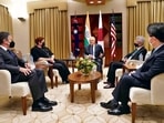 Australian Prime Minister Scott Morrison meets with US secretary of state Antony Blinken, Japanese foreign minister Yoshimasa Hayashi, Australian foreign minister Marise Payne and Indian foreign minister Subrahmanyam Jaishankar at the Quad meeting of foreign ministers in Melbourne, Australia, February 11, 2022. (REUTERS/Kevin Lamarque/POOL)