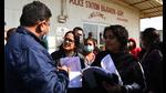A group of residents from Chintels Paradiso hands over the complaint to the officials at Bajghera police station in Gurugram on Friday. (Vipin Kumar /HT PHOTO) A group of residents from Chintels Paradiso hands over the complaint to the officials at Bajghera police station in Gurugram on Friday. (Vipin Kumar /HT PHOTO)