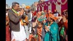 BJP candidate from Mohali Sanjeev Vashisht meeting residents on Friday ahead of the Punjab assembly elections. (HT Photo)