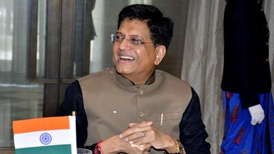Commerce minister Piyush Goyal addresses a joint press conference with his Australian counterpart Dan Tehan on Friday. (ANI)