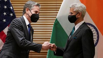US secretary of state Antony Blinken meets with Indian foreign minister S Jaishankar before the Quad meeting of foreign ministers in Melbourne on February 11, 2022. (REUTERS)