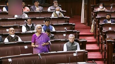Union finance minister Nirmala Sitharaman speaks in Rajya Sabha on the last day of the first part of the Budget Session of Parliament, in New Delhi on Friday. (ANI) Union finance minister Nirmala Sitharaman speaks in Rajya Sabha on the last day of the first part of the Budget Session of Parliament, in New Delhi on Friday. (ANI)