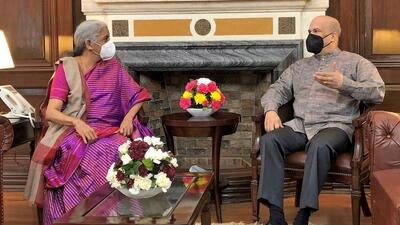 Finance minister Nirmala Sitharaman and Sri Lankan high commissioner Milinda Moragoda on Friday discussed the finalisation of a $1-billion line of credit to be provided by India to Sri Lanka. (PHOTO: SRI LANKAN HIGH COMMISSION.) Finance minister Nirmala Sitharaman and Sri Lankan high commissioner Milinda Moragoda on Friday discussed the finalisation of a $1-billion line of credit to be provided by India to Sri Lanka. (PHOTO: SRI LANKAN HIGH COMMISSION.)