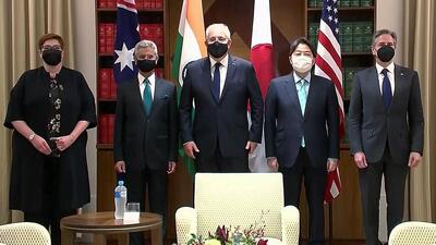 Indian external affairs minister S Jaishankar (2L)with Australian Prime Minister Scott Morrison (C), Australia foreign minister Marise Payne (L), Japanese foreign minister Yoshimasa Hayashi (2R) and US secretary of state Antony Blinken during the 4th Quad Foreign Ministers’ Meeting, in Melbourne on Friday. (ANI) Indian external affairs minister S Jaishankar (2L)with Australian Prime Minister Scott Morrison (C), Australia foreign minister Marise Payne (L), Japanese foreign minister Yoshimasa Hayashi (2R) and US secretary of state Antony Blinken during the 4th Quad Foreign Ministers’ Meeting, in Melbourne on Friday. (ANI)