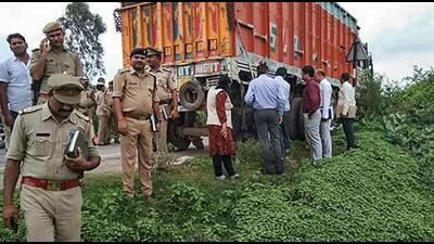 CBI officials inspect the site of accident in Raebareli on July 31, 2019. The Unnao rape survivor , her family and lawyer were travelling in a car which was hit by an overspeeding truck in Raebareli, killing two members and leaving the survivor and the advocate critically injured. (PTI)