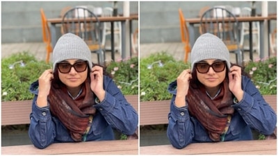 She added a grey beanie and tinted shades to her look and added more winter vibes to her look. (Instagram/@balanvidya)