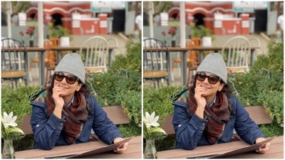 Amidst flowers and greenery, Vidya smiled with all her heart. (Instagram/@balanvidya)