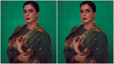 Kirti played muse to the fashion designer house Torani and picked a traditional ensemble for the pictures. (Instagram/@iamkirtikulhari)
