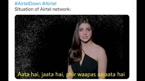 A Twitter user shared this meme after the network outage using the hashtag #AirtelDown.(Twitter/@AkshayBatra2608)