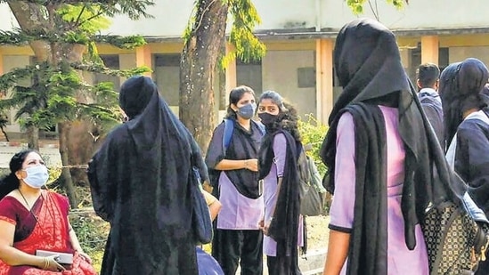 File photo of students in hijab.(PTI)