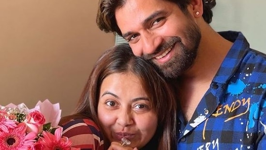 Devoleena Bhattacharjee and Vishal Singh pose together.