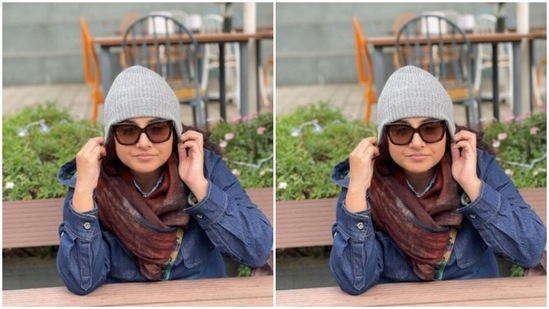 She added a grey beanie and tinted shades to her look and added more winter vibes to her look.(Instagram/@balanvidya)