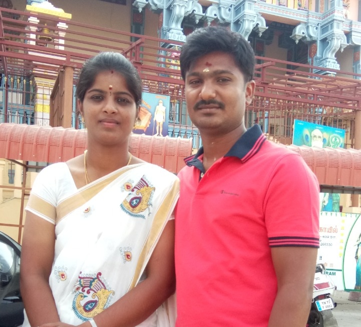 Sandhiya MK with her husband Kanthiravan. Sandhiya MK with her husband Kanthiravan.
