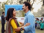 Bhumi Pednekar and Rajkummar Rao play a couple in a lavender marriage. Bhumi Pednekar and Rajkummar Rao play a couple in a lavender marriage.