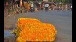 A garland dumped in local market sans buyers in Prayagraj. (HT photo)