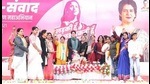 Pallavi Singh, who was among the women who featured in the Congress’ campaign, joined BJP in Lucknow on Saturday (HT file)