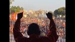 Chief minister Yogi Adityanath addressing a rally on Saturday. (HT PHOTO)