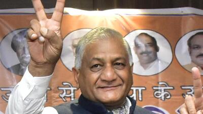 Union minister General VK Singh during an election campaigning meet ahead of the Punjab Assembly polls, in Amritsar on Saturday. He said whatever the BJP has done, people know. (Sameer Sehgal /HT) Union minister General VK Singh during an election campaigning meet ahead of the Punjab Assembly polls, in Amritsar on Saturday. He said whatever the BJP has done, people know. (Sameer Sehgal /HT)