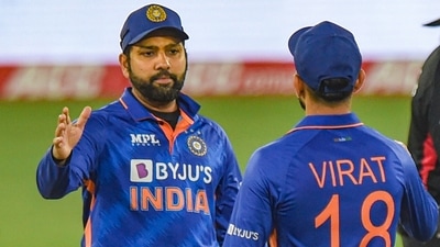 Rohit Sharma, Virat Kohli celebrate India's win in the third ODI against West Indies. (PTI) Rohit Sharma, Virat Kohli celebrate India's win in the third ODI against West Indies. (PTI)