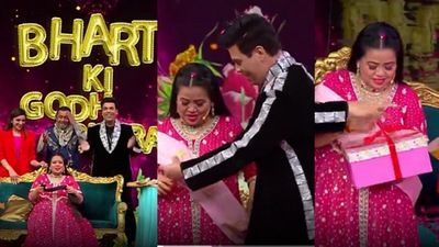 Bharti Singh's baby shower on Colors TV's Hunarbaaz show. Bharti Singh's baby shower on Colors TV's Hunarbaaz show.