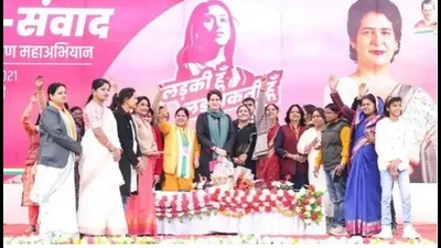 Pallavi Singh, who was among the women who featured in the Congress’ campaign, joined BJP in Lucknow on Saturday (HT file)