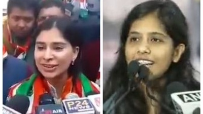 Navjot Sidhu's daughter Rabia Sidhu (left) and Arvind Kejriwal's daughter Harshita Kejriwal. Navjot Sidhu's daughter Rabia Sidhu (left) and Arvind Kejriwal's daughter Harshita Kejriwal. 