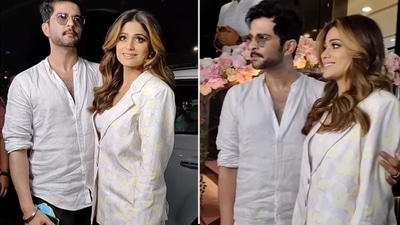 Shamita Shetty and Raqesh Bapat spotted in Mumbai on Friday.&nbsp;