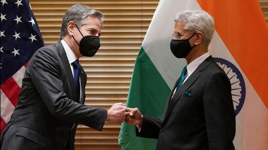 US secretary of state Antony Blinken (left) meets with Indian foreign minister Subrahmanyam Jaishankar before the Quad meeting of foreign ministers in Melbourne on Friday. (AFP)