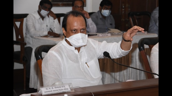 Ajit Pawar, deputy chief minister of Maharashtra during a Covid review meeting in Pune on Saturday. (HT PHOTO)