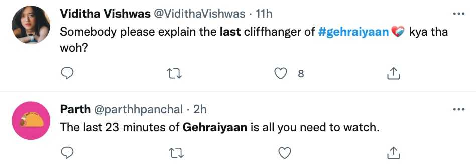 Gehraiyaan reactions.