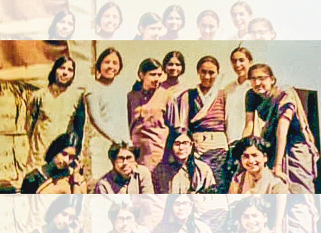Shovana (sitting, left) poses with her Miranda House batchmates in college in 1972 Shovana (sitting, left) poses with her Miranda House batchmates in college in 1972