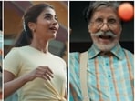 Amitabh Bachchan and Pooja Hegde in a new ad.