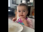 Screengrab from the video that shows a baby girl asking for extra sweets cutely. (instagram/@karaleapior) Screengrab from the video that shows a baby girl asking for extra sweets cutely. (instagram/@karaleapior)