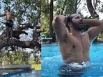 Varun Dhawan had fun in the pool during his free time.&nbsp;