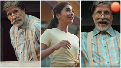 Amitabh Bachchan and Pooja Hegde in a new ad. Amitabh Bachchan and Pooja Hegde in a new ad.