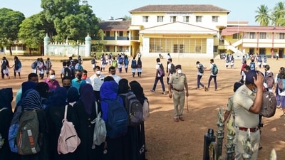 The hijab row began after hijab-clad students in Karnataka colleges were denied entry.&nbsp; (AFP)